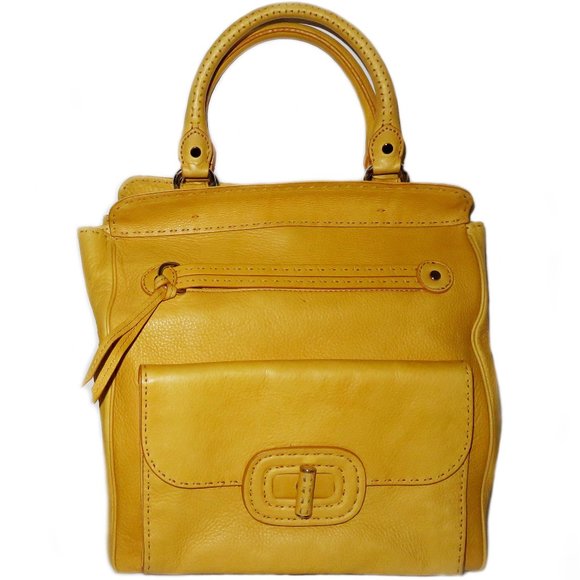 Gorgeous Large Elie Tahari Vera Shopper Yellow Leather Handbag - Picture 1 of 16